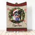 Ohaprints-Fleece-Sherpa-Blanket-Border-Collie-Wearing-Christmas-Hat-Wreath-Custom-Personalized-Name-Soft-Throw-Blanket-1958-Fleece Blanket