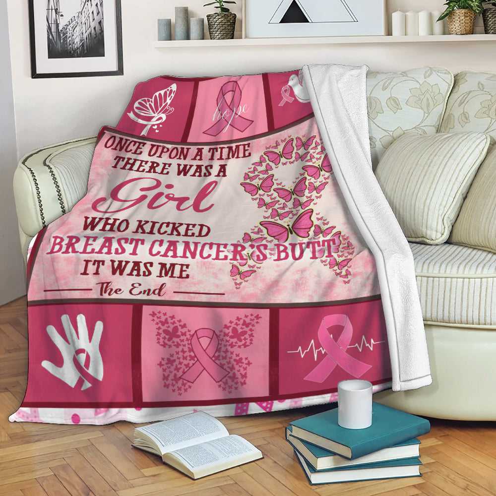 Ohaprints-Fleece-Sherpa-Blanket-Once-Upon-A-Time-There-Was-A-Girl-Breast-Cancer-Awareness-Pink-Ribbon-Soft-Throw-Blanket-2148-Fleece Blanket