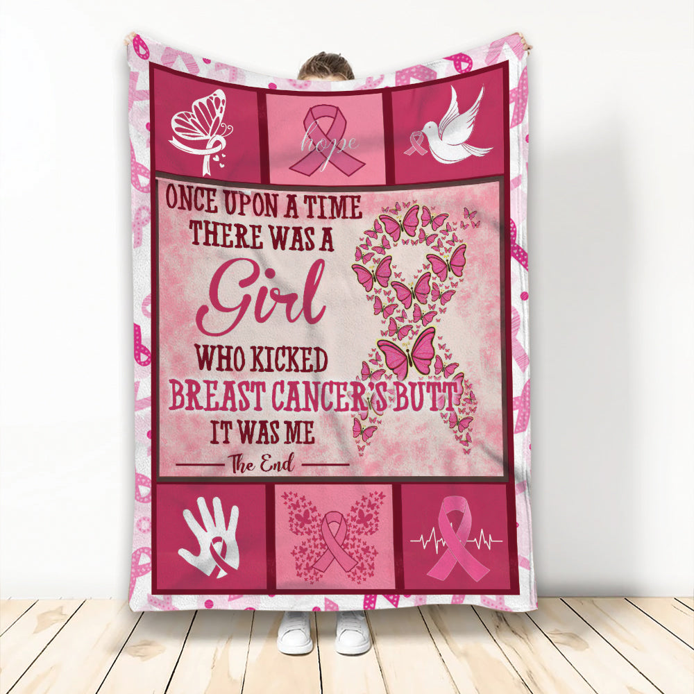 Ohaprints-Fleece-Sherpa-Blanket-Once-Upon-A-Time-There-Was-A-Girl-Breast-Cancer-Awareness-Pink-Ribbon-Soft-Throw-Blanket-2148-Fleece Blanket