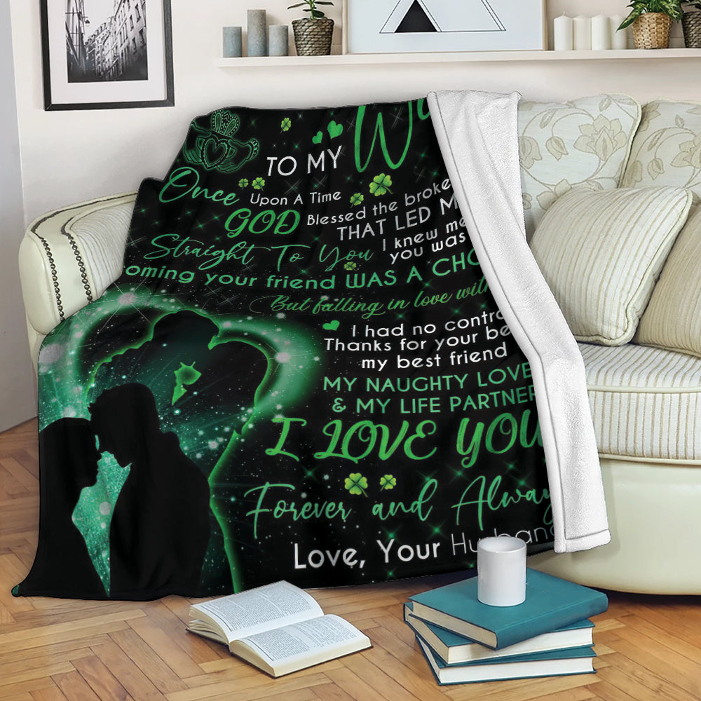 Ohaprints-Fleece-Sherpa-Blanket-To-My-Wife-Once-Upon-A-Time-God-Blessed-The-Broken-Road-Soft-Throw-Blanket-2149-Fleece Blanket