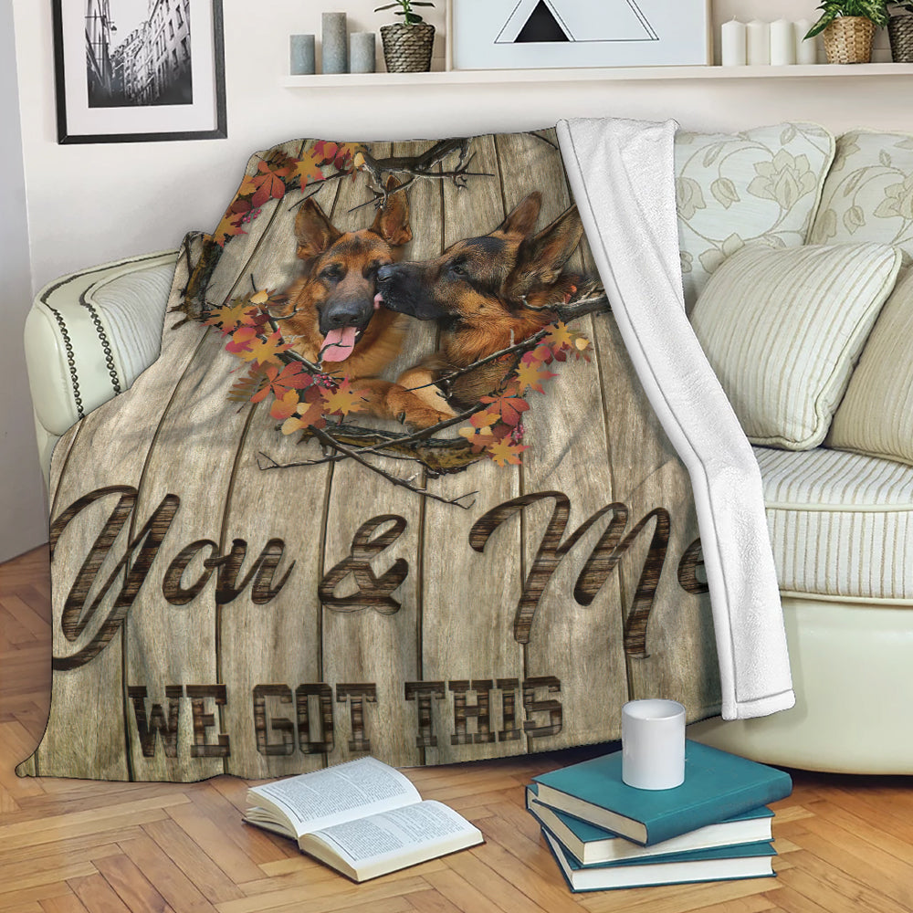 Ohaprints-Fleece-Sherpa-Blanket-You-And-Me-We-Got-This-German-Shepherd-Dog-Soft-Throw-Blanket-2151-Fleece Blanket