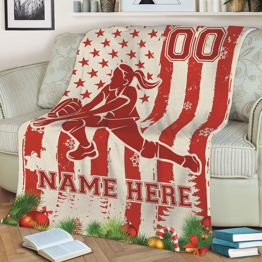 Ohaprints-Fleece-Sherpa-Blanket-Volleyball-Player-Christmas-American-Flag-Custom-Personalized-Name-Number-Soft-Throw-Blanket-1990-Sherpa Blanket