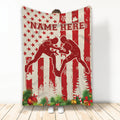 Ohaprints-Fleece-Sherpa-Blanket-Wrestling-Red-American-Flag-Christmas-Gift-Custom-Personalized-Name-Soft-Throw-Blanket-1991-Fleece Blanket