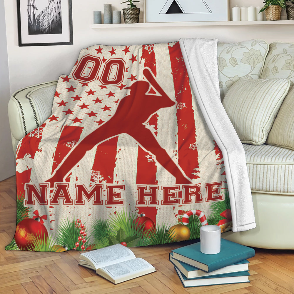 Ohaprints-Fleece-Sherpa-Blanket-Baseball-Player-Christmas-American-Flag-Custom-Personalized-Name-Number-Soft-Throw-Blanket-1992-Fleece Blanket