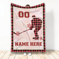 Ohaprints-Fleece-Sherpa-Blanket-Ice-Hockey-Player-Red-Plaid-Christmas-Gift-Custom-Personalized-Name-Number-Soft-Throw-Blanket-1999-Fleece Blanket