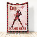 Ohaprints-Fleece-Sherpa-Blanket-Baseball-Player-Red-Plaid-Christmas-Gift-Custom-Personalized-Name-Number-Soft-Throw-Blanket-2003-Fleece Blanket