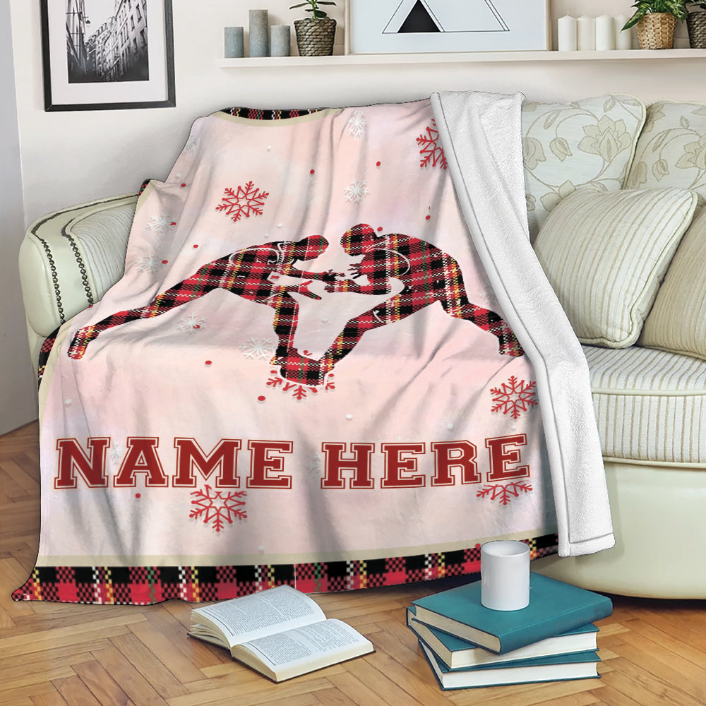 Ohaprints-Fleece-Sherpa-Blanket-Wrestling-Red-Plaid-Christmas-Gift-For-Wrestler-Custom-Personalized-Name-Soft-Throw-Blanket-2004-Fleece Blanket