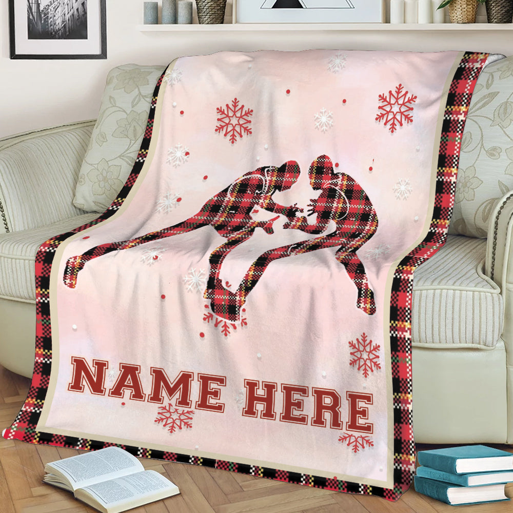 Ohaprints-Fleece-Sherpa-Blanket-Wrestling-Red-Plaid-Christmas-Gift-For-Wrestler-Custom-Personalized-Name-Soft-Throw-Blanket-2004-Sherpa Blanket