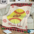 Ohaprints-Fleece-Sherpa-Blanket-Softball-Ball-Christmas-Plaid-Gift-For-Fan-Custom-Personalized-Name-Number-Soft-Throw-Blanket-2007-Sherpa Blanket