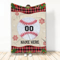 Ohaprints-Fleece-Sherpa-Blanket-Baseball-Ball-Christmas-Plaid-Unique-Gift-Custom-Personalized-Name-Number-Soft-Throw-Blanket-2008-Fleece Blanket