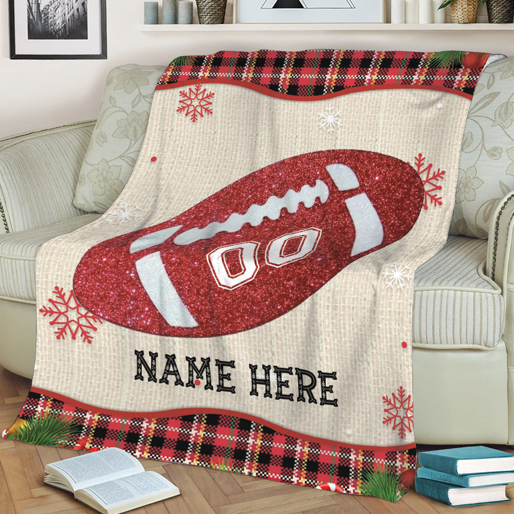 Ohaprints-Fleece-Sherpa-Blanket-American-Football-Ball-Christmas-Plaid-Gift-Custom-Personalized-Name-Number-Soft-Throw-Blanket-2009-Sherpa Blanket