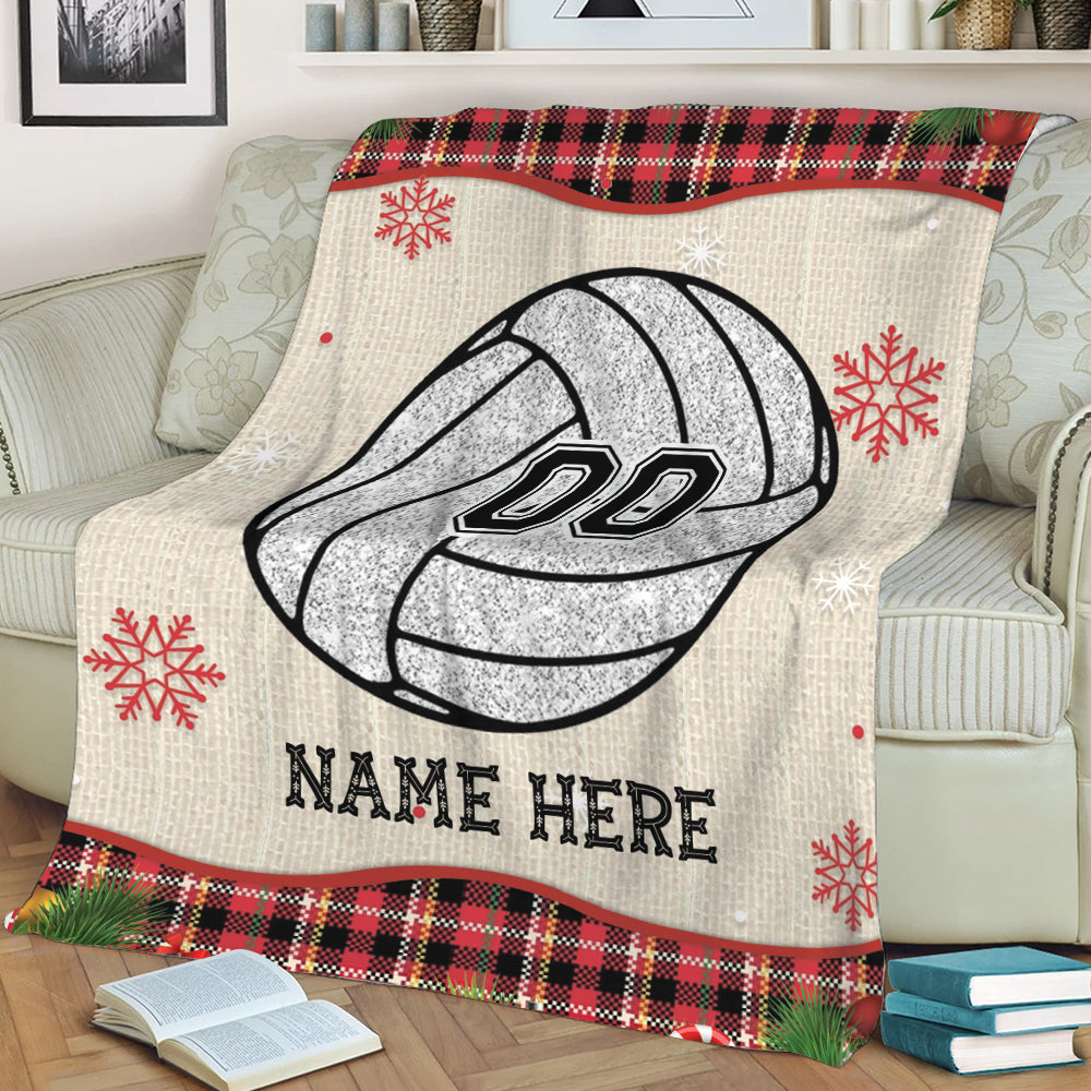 Ohaprints-Fleece-Sherpa-Blanket-Volleyball-Ball-Christmas-Plaid-Unique-Gift-Custom-Personalized-Name-Number-Soft-Throw-Blanket-2010-Sherpa Blanket