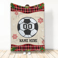 Ohaprints-Fleece-Sherpa-Blanket-Soccer-Ball-Christmas-Plaid-Gift-For-Fan-Lover-Custom-Personalized-Name-Number-Soft-Throw-Blanket-2011-Fleece Blanket