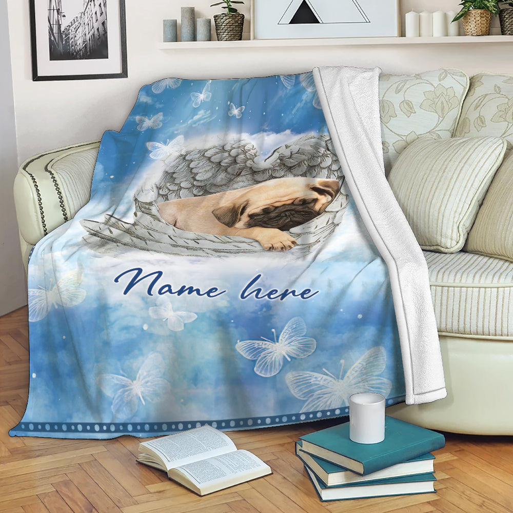 Ohaprints-Fleece-Sherpa-Blanket-Pug-Sleeping-Angel-Wing-Pet-Dog-Memorials-Custom-Personalized-Name-Soft-Throw-Blanket-2015-Fleece Blanket