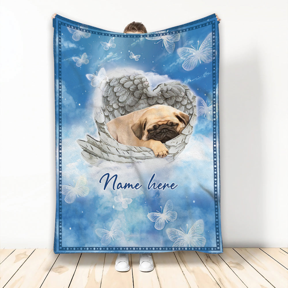 Ohaprints-Fleece-Sherpa-Blanket-Pug-Sleeping-Angel-Wing-Pet-Dog-Memorials-Custom-Personalized-Name-Soft-Throw-Blanket-2015-Fleece Blanket