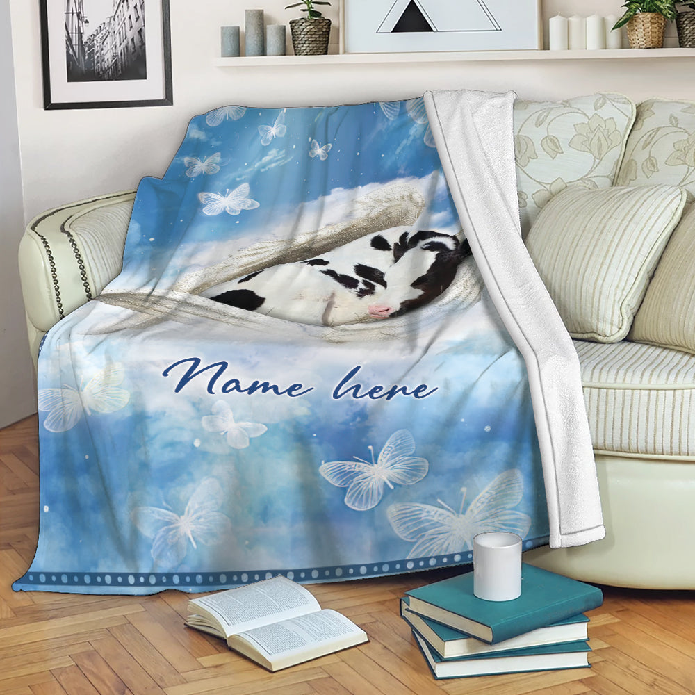 Ohaprints-Fleece-Sherpa-Blanket-Cow-Sleeping-Angel-Wing-Pet-Farm-Memorials-Custom-Personalized-Name-Soft-Throw-Blanket-2020-Fleece Blanket