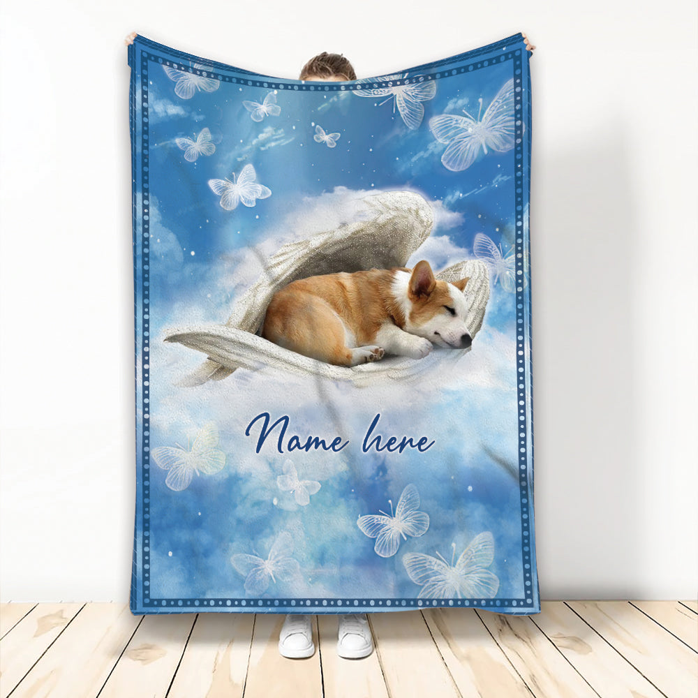 Ohaprints-Fleece-Sherpa-Blanket-Corgi-Sleeping-Angel-Wing-Memorial-Puppy-Dog-Mom-Custom-Personalized-Name-Soft-Throw-Blanket-2024-Fleece Blanket