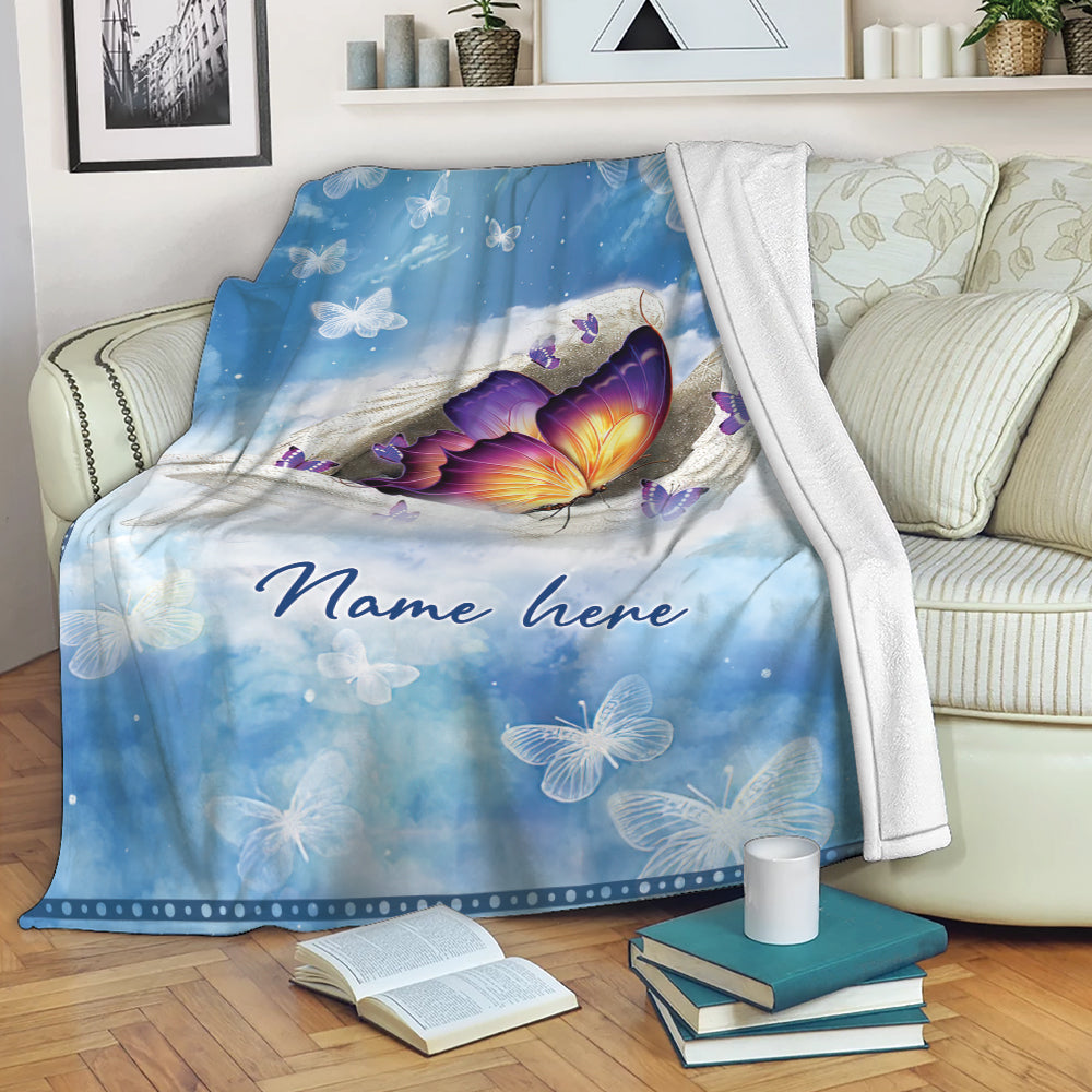 Ohaprints-Fleece-Sherpa-Blanket-Violet-Purple-Butterfly-Sleeping-Angel-Wing-Custom-Personalized-Name-Soft-Throw-Blanket-2026-Fleece Blanket