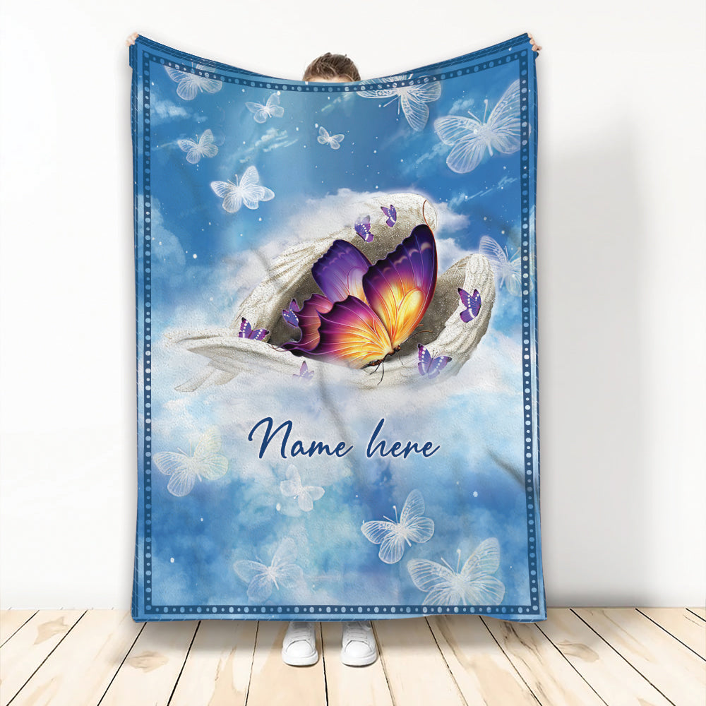 Ohaprints-Fleece-Sherpa-Blanket-Violet-Purple-Butterfly-Sleeping-Angel-Wing-Custom-Personalized-Name-Soft-Throw-Blanket-2026-Fleece Blanket