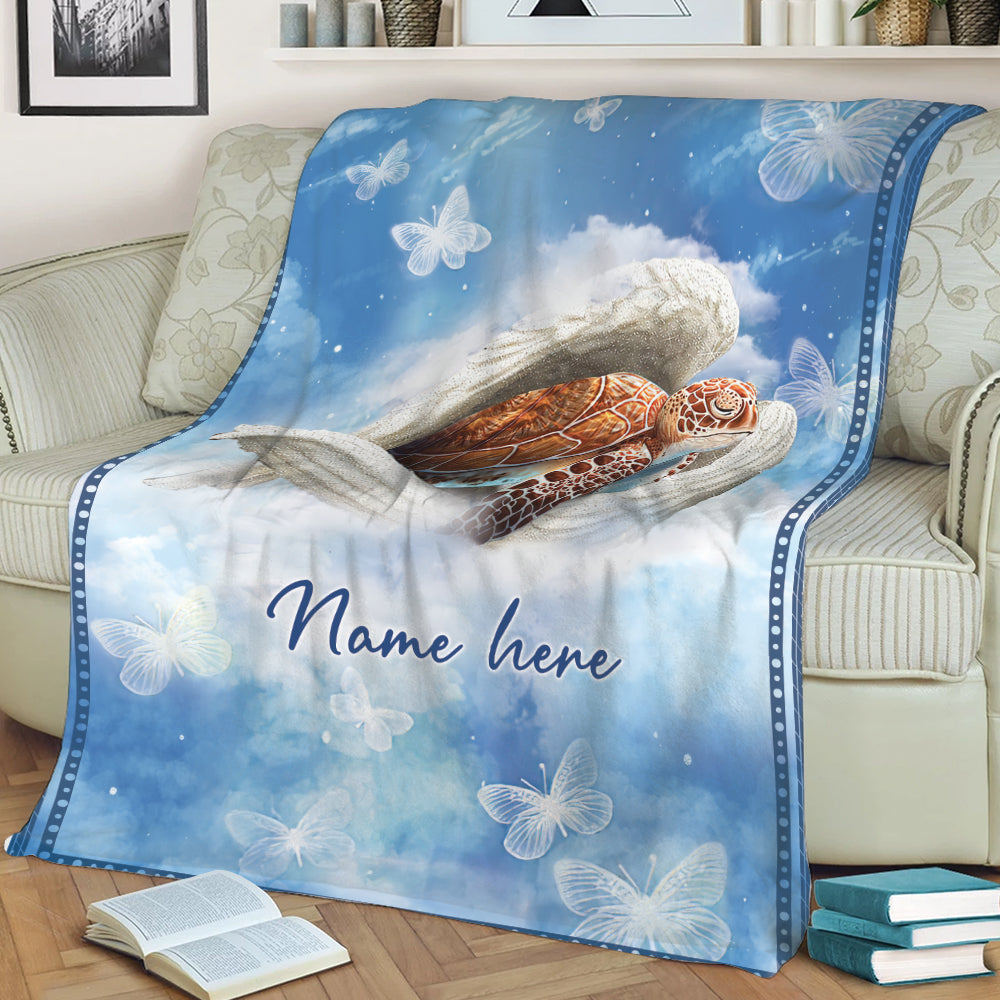 Ohaprints-Fleece-Sherpa-Blanket-Sea-Turtle-Sleeping-Angel-Wings-Turtle-Lover-Custom-Personalized-Name-Soft-Throw-Blanket-2027-Sherpa Blanket