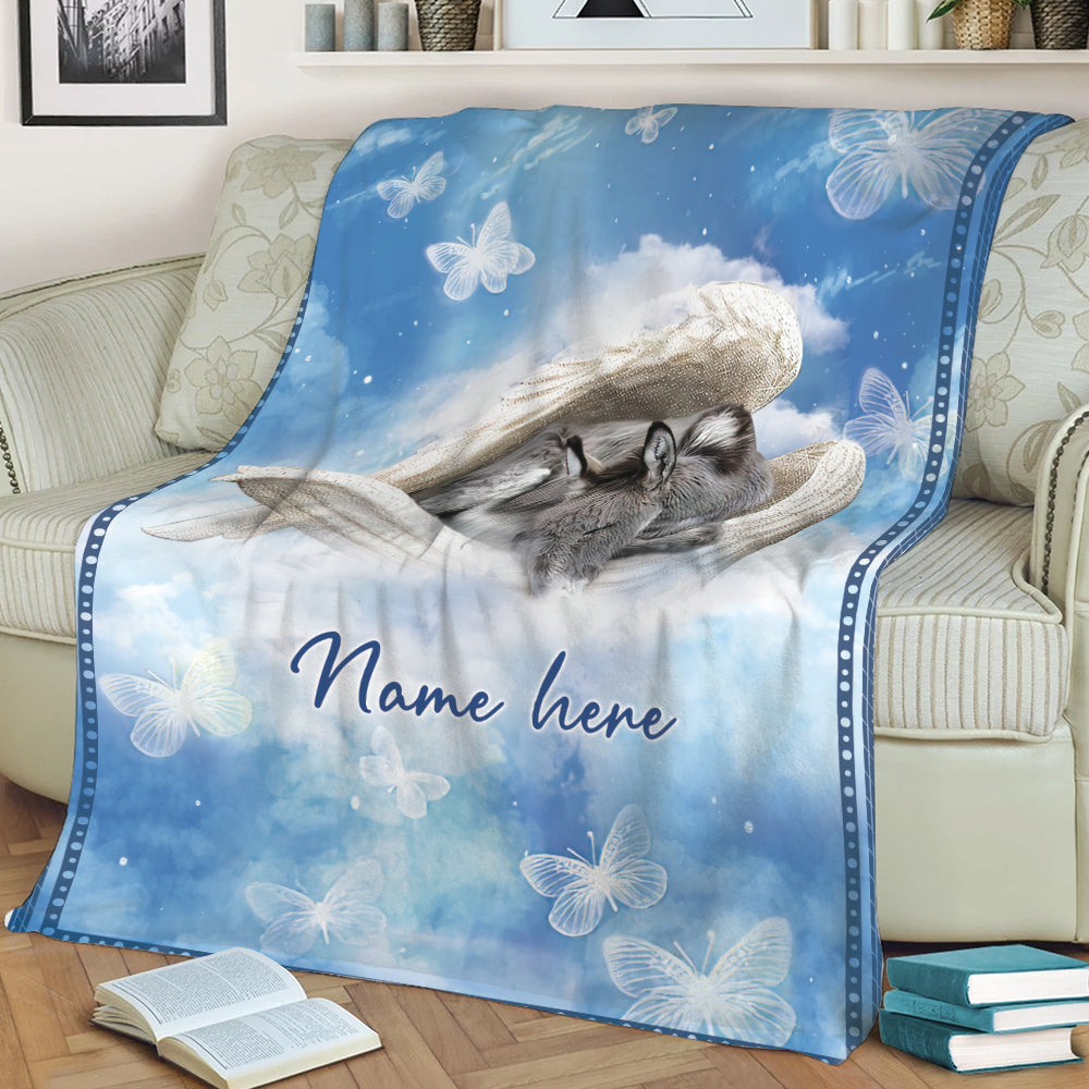 Ohaprints-Fleece-Sherpa-Blanket-Donkey-Sleeping-Angel-Wings-Pet-Farm-Memorials-Custom-Personalized-Name-Soft-Throw-Blanket-2028-Sherpa Blanket