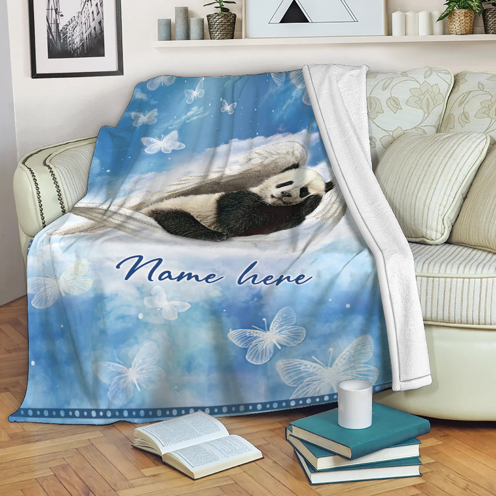 Ohaprints-Fleece-Sherpa-Blanket-Lover-Lovely-Panda-Sleeping-Angel-Wing-Panda-Bear-Custom-Personalized-Name-Soft-Throw-Blanket-2029-Fleece Blanket