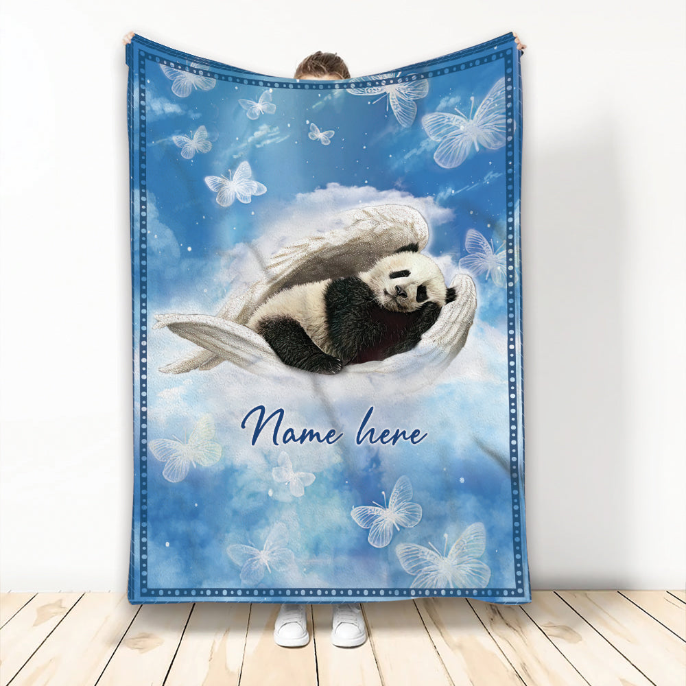 Ohaprints-Fleece-Sherpa-Blanket-Lover-Lovely-Panda-Sleeping-Angel-Wing-Panda-Bear-Custom-Personalized-Name-Soft-Throw-Blanket-2029-Fleece Blanket