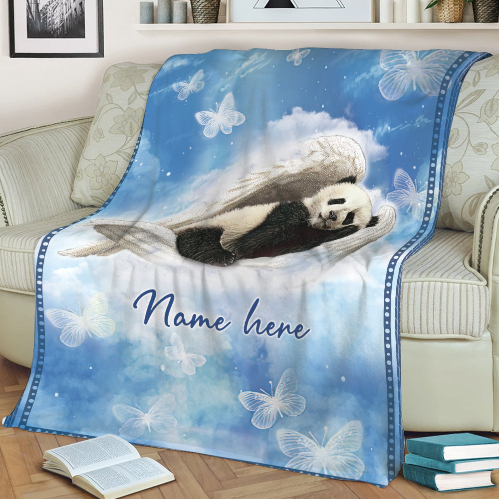 Ohaprints-Fleece-Sherpa-Blanket-Lover-Lovely-Panda-Sleeping-Angel-Wing-Panda-Bear-Custom-Personalized-Name-Soft-Throw-Blanket-2029-Sherpa Blanket