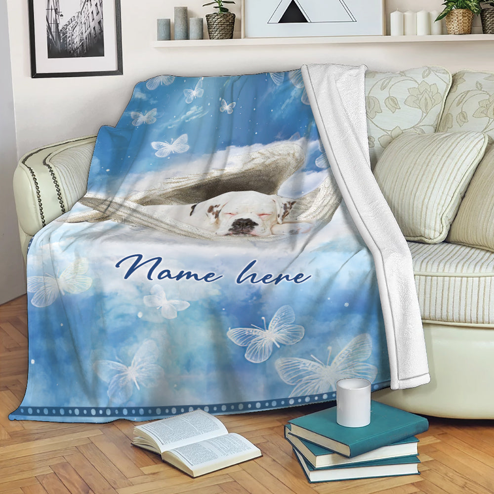 Ohaprints-Fleece-Sherpa-Blanket-White-Boxer-Sleeping-Angel-Wing-Pet-Dog-Memorials-Custom-Personalized-Name-Soft-Throw-Blanket-2032-Fleece Blanket