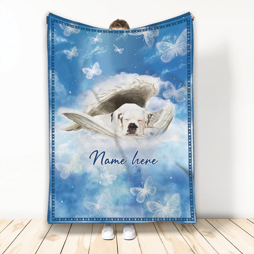 Ohaprints-Fleece-Sherpa-Blanket-White-Boxer-Sleeping-Angel-Wing-Pet-Dog-Memorials-Custom-Personalized-Name-Soft-Throw-Blanket-2032-Fleece Blanket