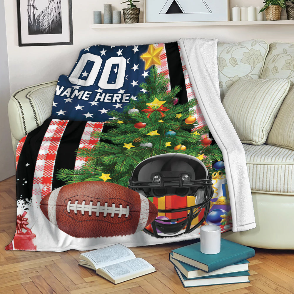 Ohaprints-Fleece-Sherpa-Blanket-American-Football-Flag-Christmas-Tree-Gift-Custom-Personalized-Name-Number-Soft-Throw-Blanket-2035-Fleece Blanket