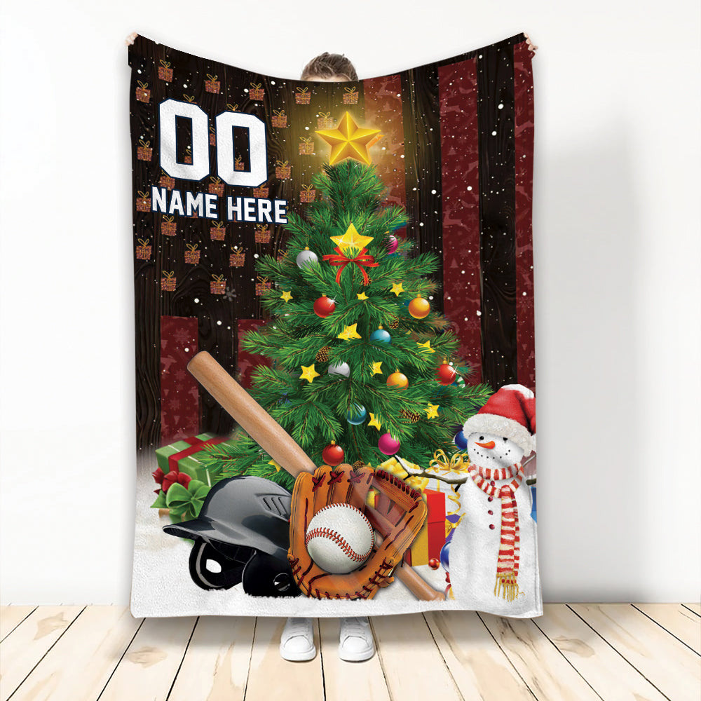 Ohaprints-Fleece-Sherpa-Blanket-Christmas-Tree-Baseball-American-Flag-Gift-Custom-Personalized-Name-Number-Soft-Throw-Blanket-2037-Fleece Blanket