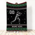 Ohaprints-Fleece-Sherpa-Blanket-Baseball-Player-Christmas-Ugly-Pattern-Gift-Custom-Personalized-Name-Number-Soft-Throw-Blanket-2041-Fleece Blanket