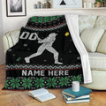 Ohaprints-Fleece-Sherpa-Blanket-Softball-Player-Christmas-Ugly-Pattern-Gift-Custom-Personalized-Name-Number-Soft-Throw-Blanket-2042-Fleece Blanket