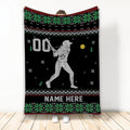 Ohaprints-Fleece-Sherpa-Blanket-Softball-Player-Christmas-Ugly-Pattern-Gift-Custom-Personalized-Name-Number-Soft-Throw-Blanket-2042-Fleece Blanket