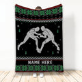 Ohaprints-Fleece-Sherpa-Blanket-Wrestling-Lover-Wrestler-Christmas-Ugly-Pattern-Gift-Custom-Personalized-Name-Soft-Throw-Blanket-2045-Fleece Blanket