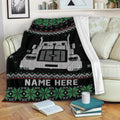 Ohaprints-Fleece-Sherpa-Blanket-Trucker-Truck-Driver-Christmas-Ugly-Pattern-Gift-Custom-Personalized-Name-Soft-Throw-Blanket-2047-Fleece Blanket