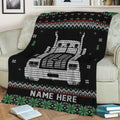 Ohaprints-Fleece-Sherpa-Blanket-Trucker-Truck-Driver-Christmas-Ugly-Pattern-Gift-Custom-Personalized-Name-Soft-Throw-Blanket-2047-Sherpa Blanket