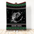 Ohaprints-Fleece-Sherpa-Blanket-Fishing-Christmas-Ugly-Pattern-Gift-For-Fisherman-Custom-Personalized-Name-Soft-Throw-Blanket-2049-Fleece Blanket