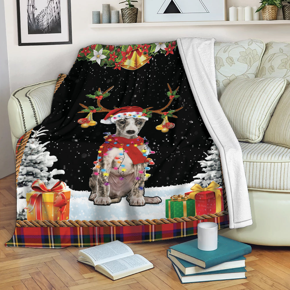 Ohaprints-Fleece-Sherpa-Blanket-Miniature-Pinscher-Christmas-Hat-With-String-Christmas-Tree-Snowflake-Gift-Soft-Throw-Blanket-2060-Fleece Blanket