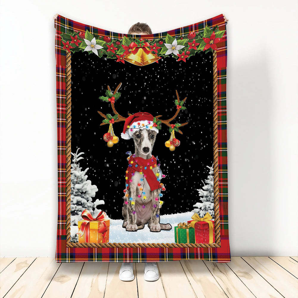 Ohaprints-Fleece-Sherpa-Blanket-Miniature-Pinscher-Christmas-Hat-With-String-Christmas-Tree-Snowflake-Gift-Soft-Throw-Blanket-2060-Fleece Blanket