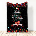 Ohaprints-Fleece-Sherpa-Blanket-Merry-Christmas-Peace-Sign-With-Santa-Hat-Light-String-Snowflake-Gift-Soft-Throw-Blanket-2090-Fleece Blanket