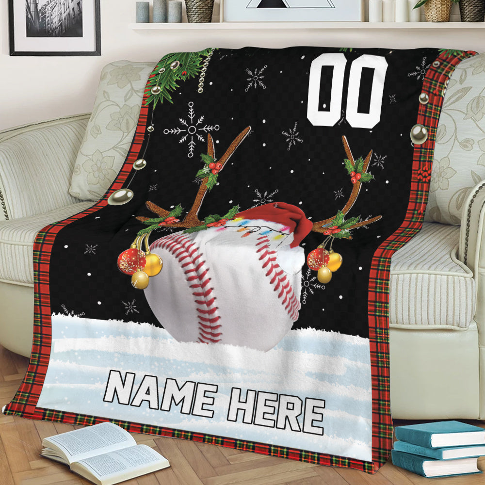 Ohaprints-Fleece-Sherpa-Blanket-Baseball-Ball-Reindeer-Christmas-Custom-Personalized-Name-Number-Soft-Throw-Blanket-2091-Sherpa Blanket