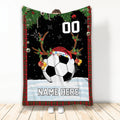 Ohaprints-Fleece-Sherpa-Blanket-Soccer-Ball-Reindeer-Christmas-Custom-Personalized-Name-Number-Soft-Throw-Blanket-2094-Fleece Blanket