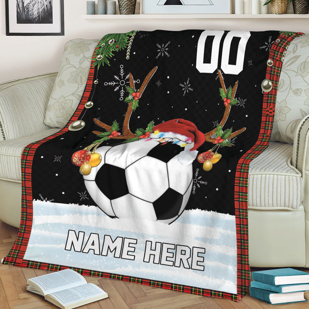 Ohaprints-Fleece-Sherpa-Blanket-Soccer-Ball-Reindeer-Christmas-Custom-Personalized-Name-Number-Soft-Throw-Blanket-2094-Sherpa Blanket