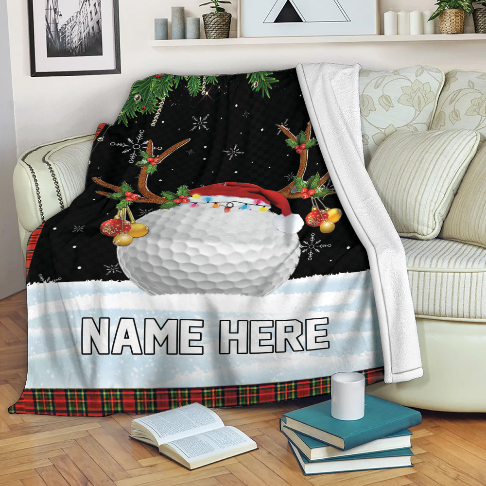 Ohaprints-Fleece-Sherpa-Blanket-Golf-Ball-Reindeer-Christmas-Custom-Personalized-Name-Number-Soft-Throw-Blanket-2095-Fleece Blanket