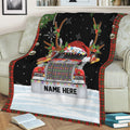 Ohaprints-Fleece-Sherpa-Blanket-Red-Truck-Reindeer-Christmas-Snowflake-Custom-Personalized-Name-Soft-Throw-Blanket-2096-Sherpa Blanket