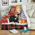 Ohaprints-Fleece-Sherpa-Blanket-Tuxedo-Cat-With-Santa-Hat-Christmas-Gift-Box-Custom-Personalized-Name-Soft-Throw-Blanket-2121-Fleece Blanket