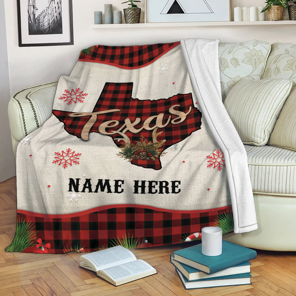 Ohaprints-Fleece-Sherpa-Blanket-Western-Texas-Christmas-Flag-Wild-West-Western-Gift-Custom-Personalized-Name-Soft-Throw-Blanket-2132-Fleece Blanket