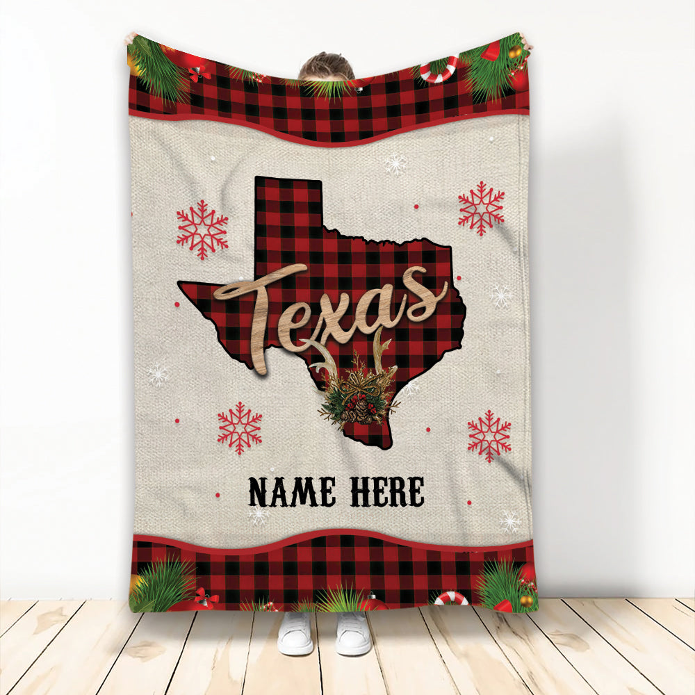 Ohaprints-Fleece-Sherpa-Blanket-Western-Texas-Christmas-Flag-Wild-West-Western-Gift-Custom-Personalized-Name-Soft-Throw-Blanket-2132-Fleece Blanket